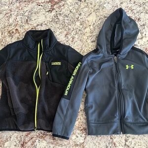 Under Armour Kids' Black and Gray Hoodies with Neon Accents